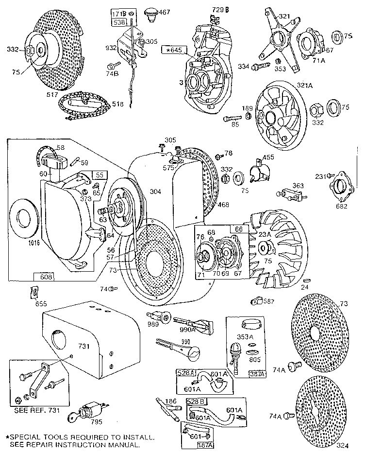 Flywheel Assembly Diagram and Parts List for 252400-252499 5071 - 5071 Briggs and Stratton Engine